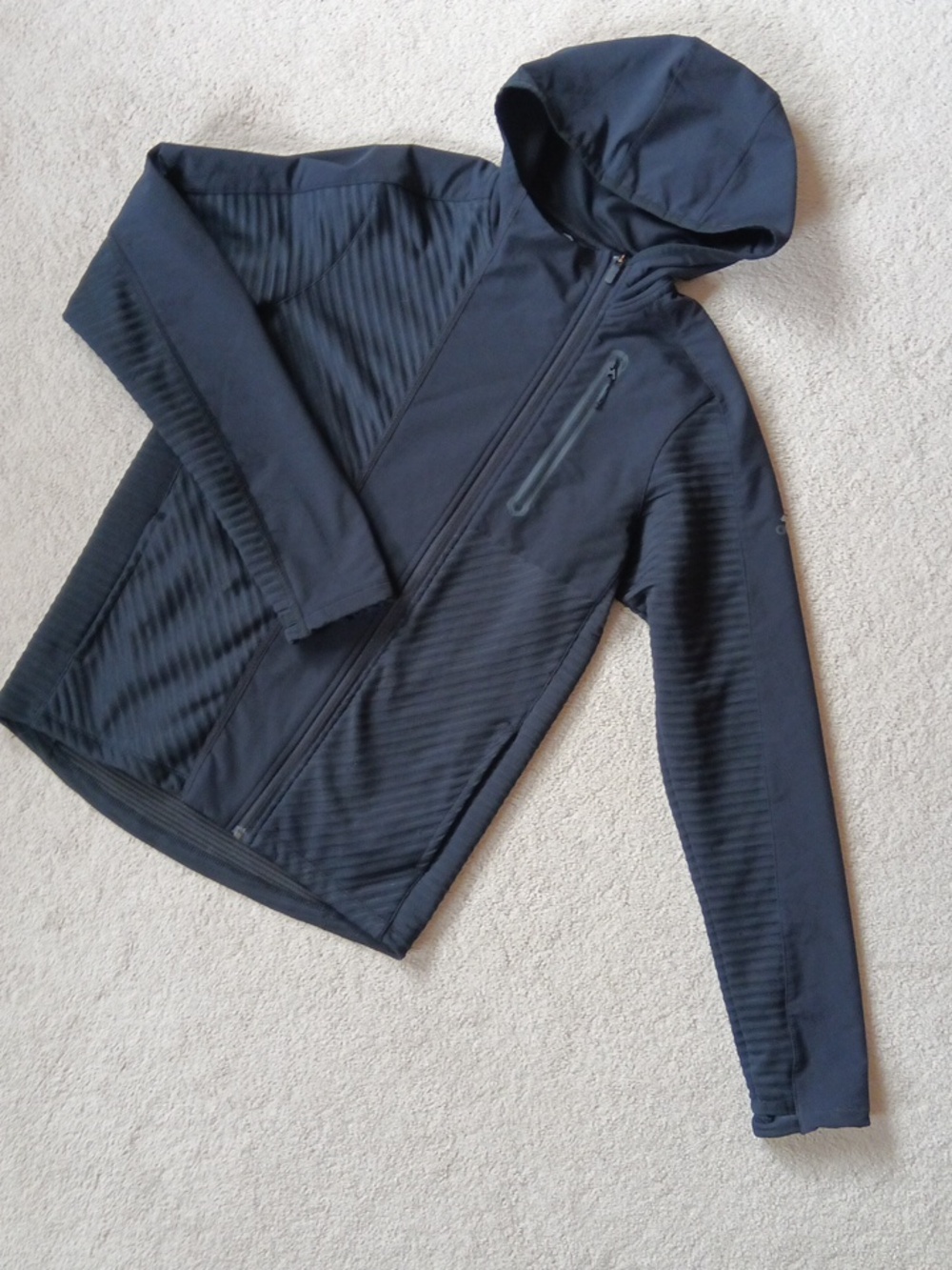 👔P20.5" L28" Adidas Black Cold-RDY Training Zip Hoodie with Textured Panels